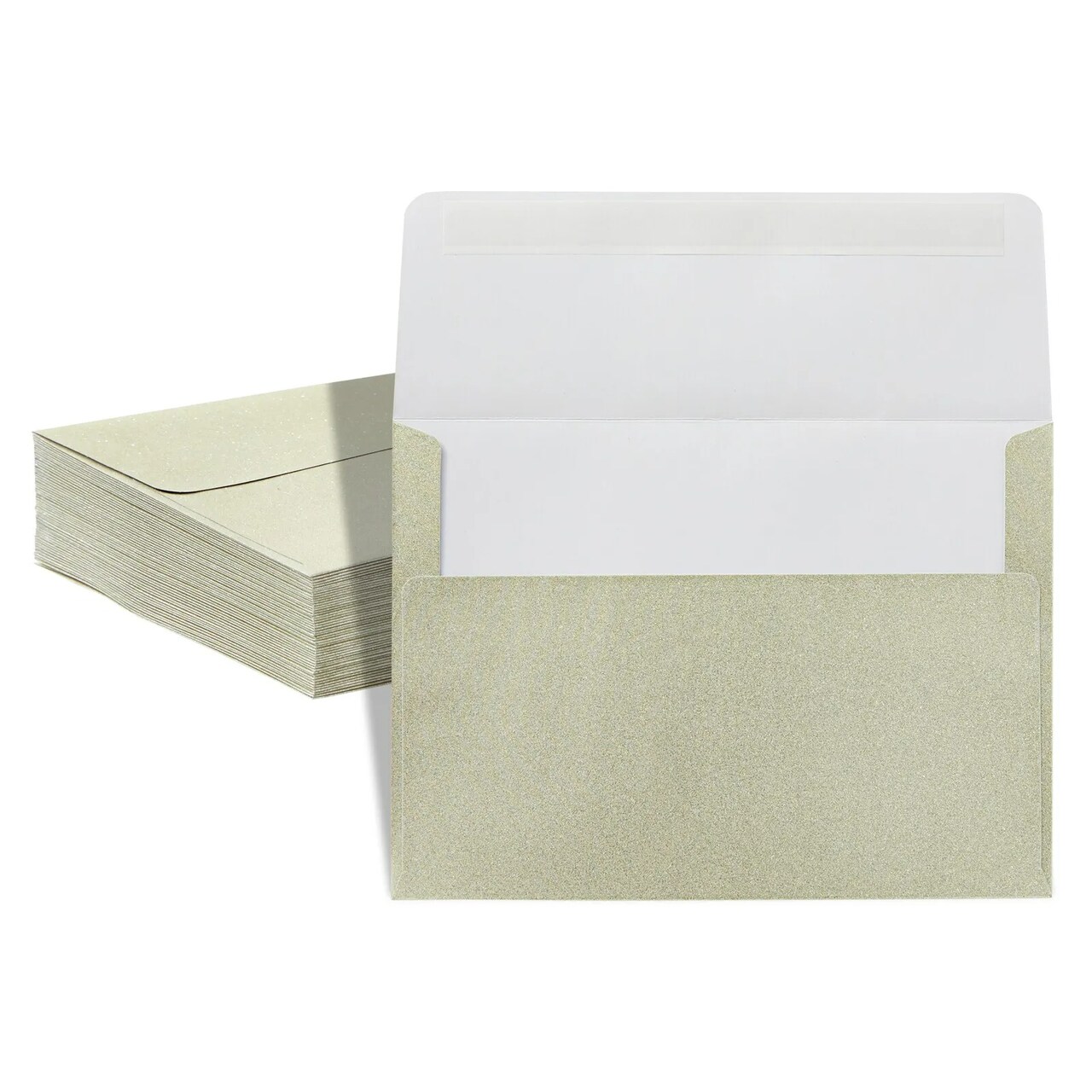 50x Gold Glitter A7 Invitation Letter Envelopes for Wedding, Bulk Mailers 5x7"